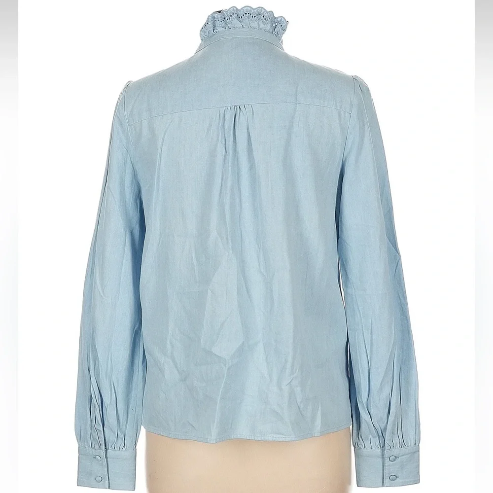 Sézane Chlo Shirt Chambray Blue FR 42 / US 10 / XL - Picture 5 of 8